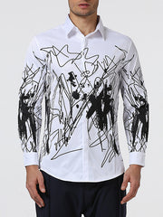 Fashion Mens Casual Long-Sleeved Floral Shirt