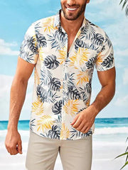 Fashion Mens Casual Short-Sleeved Floral Shirt