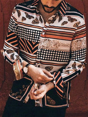 Men's Fashion Butterfly Pattern Stripe Shirt
