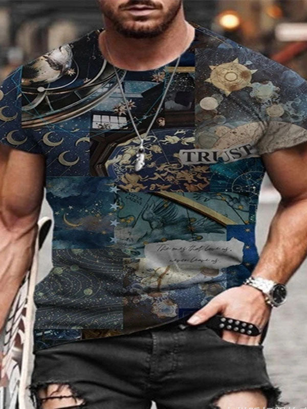 Mens Casual Short Sleeve Printed T-Shirt