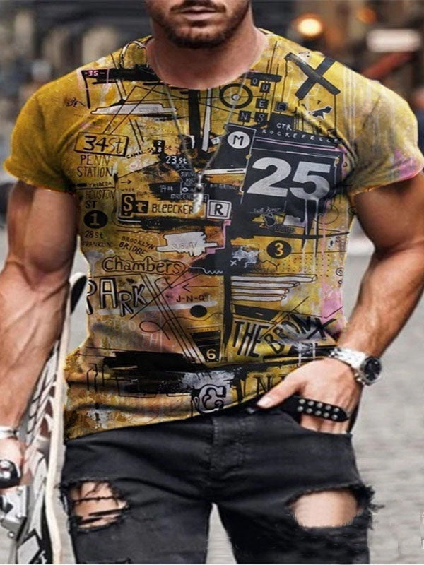Mens Casual Short Sleeve Printed T-Shirt