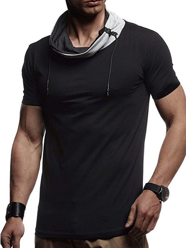 Mens Fashion Casual Stitching Contrast Short Sleeve T-Shirt