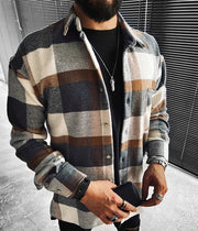 Casual fashion check texture jacket