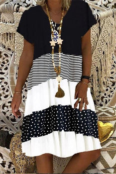 Sexy Printed Short Sleeve V-neck Women's Dress