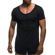 Mens Pocket Stitching Short-Sleeved T-Shirt