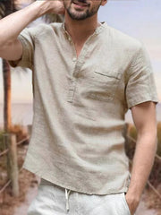 Men's Solid Color Half-open Shirt