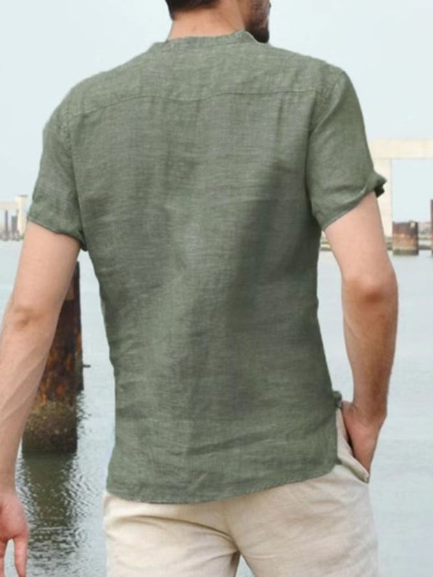 Men's Solid Color Half-open Shirt