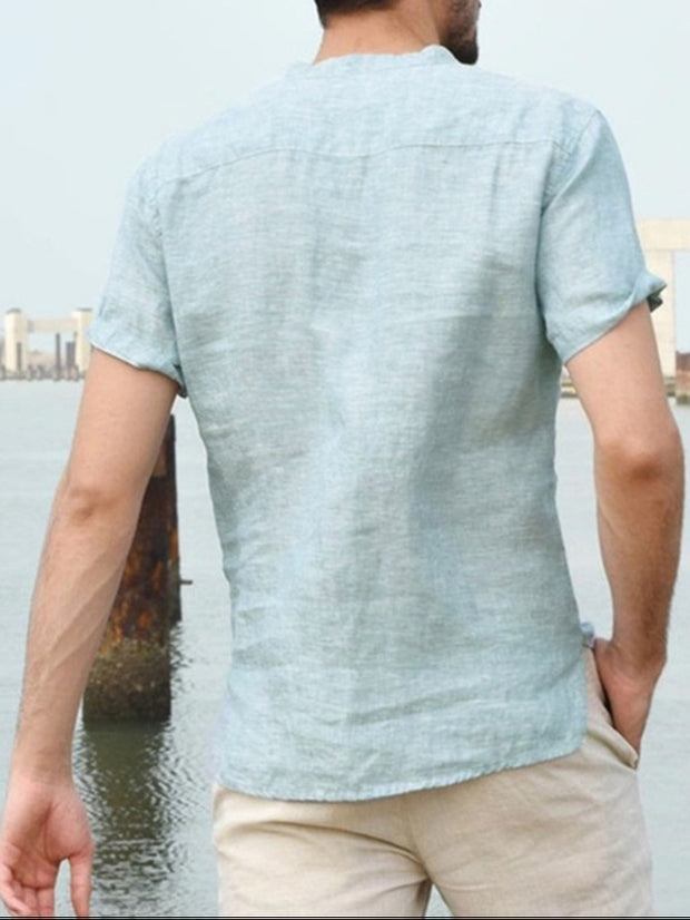 Men's Solid Color Half-open Shirt
