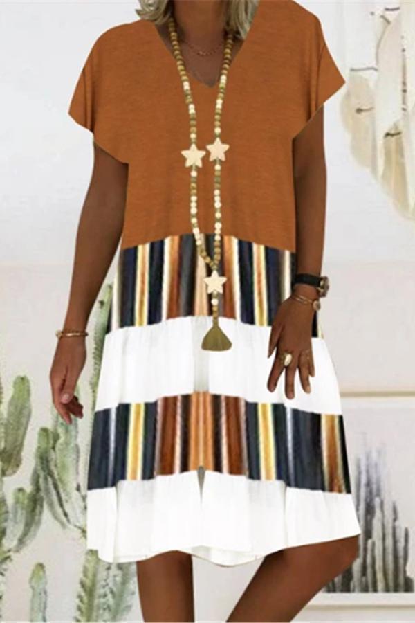 Sexy Printed Short Sleeve V-neck Women's Dress