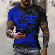 Fashion men’s color block KING T-shirt