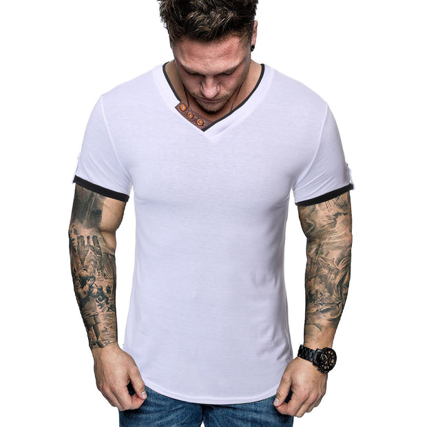 Mens V-Neck Slim Short Sleeve T-Shirt