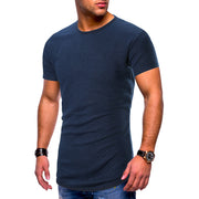 Mens Fashion Plain Small Plaid Slim Short Sleeve T-Shirt