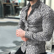 Men's Casual Long Sleeve Floral Shirt
