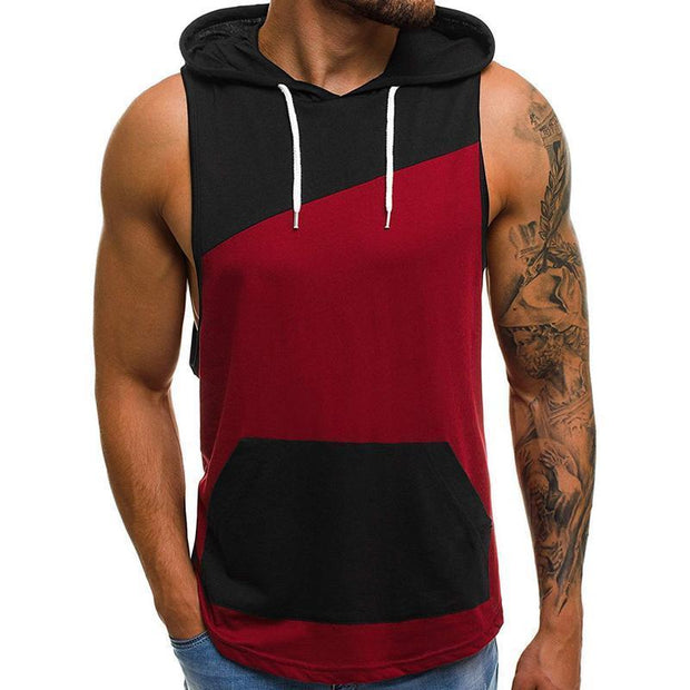 Men‘s Solid Color Sleeveless Hooded Vest