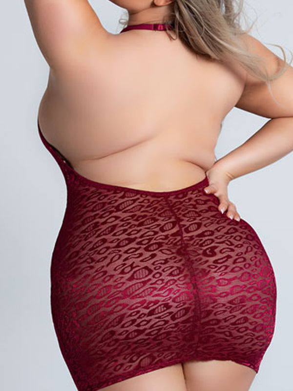 Plus Size Sexy Halter Lace Lingerie