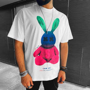 Colored Bunny Print Loose Short Sleeve T-Shirt