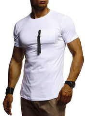 Mens Casual Stitching Round Neck Short Sleeve T-Shirt