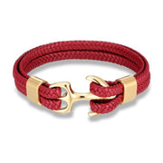 Men's Titanium Steel Cowhide Braided Anchor Bracelet