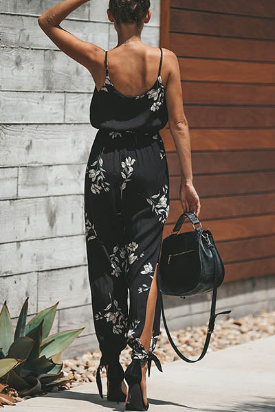 Ladies New Fashion Sexy Printed Halter V-neck Sling Jumpsuit