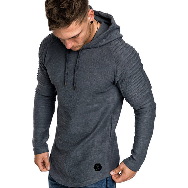 MENSCASE - Men's plain long sleeve hooded sweatshirt