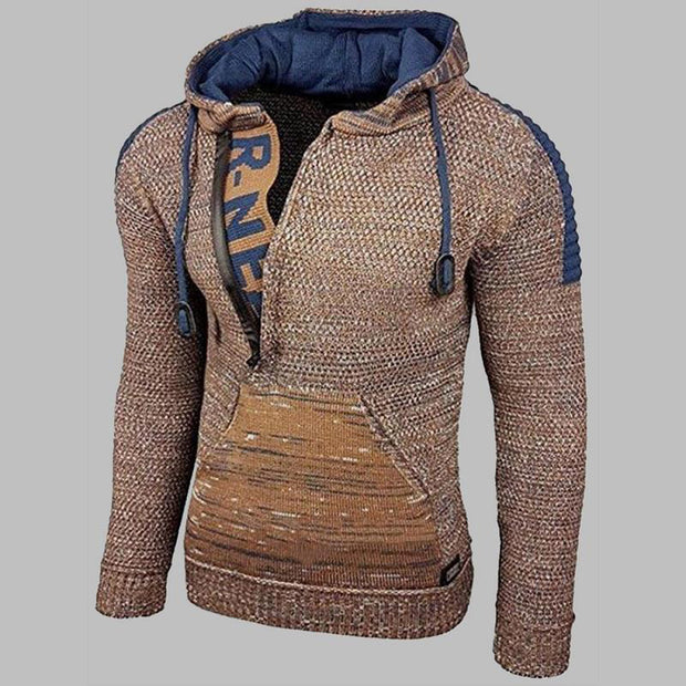 Men's Fashion Hooded Pullover Knit Sweater