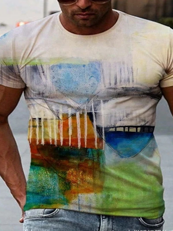 Mens Casual Short Sleeve Printed T-Shirt