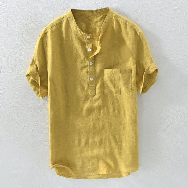Men's Summer Casual Short-sleeved Stand Collar Shirt