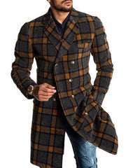 Casual Mid-Length Plaid Woolen Coat
