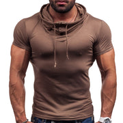 Mens Pile Collar Casual Slim Short Sleeve T-Shirt
