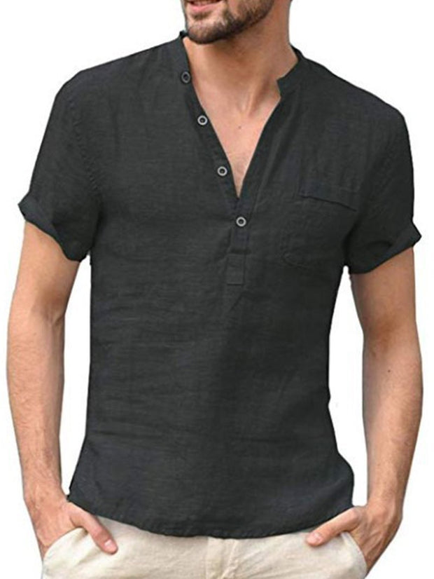 Men's Solid Color Half-open Shirt