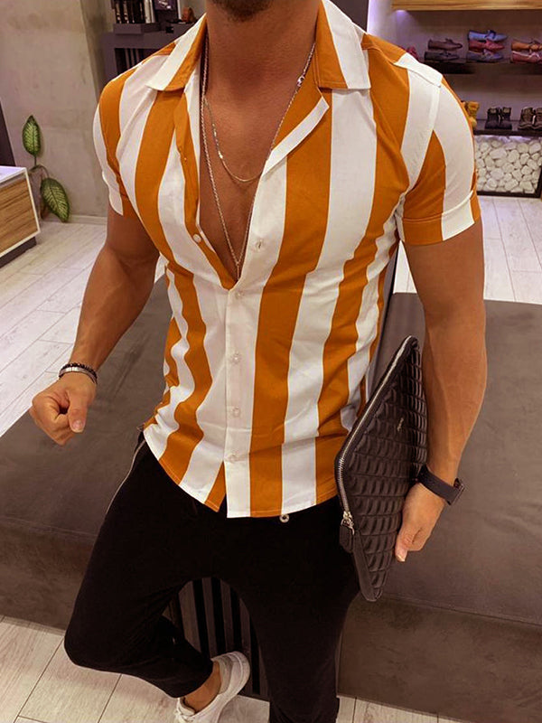 Mens Striped Casual Print Shirt
