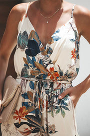 Ladies New Fashion Sexy Printed Halter V-neck Sling Jumpsuit