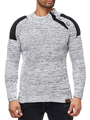 Men's Fashion Casual Buttoned Mixed Color Slim Sweater