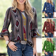 Women Printed Three-quarter Sleeve T-shirt