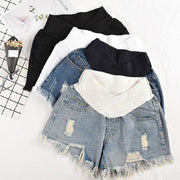 Maternity Wear New Loose Raw Denim Belly Shorts