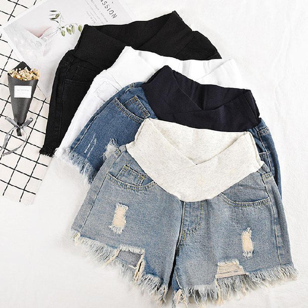 Maternity Wear New Loose Raw Denim Belly Shorts