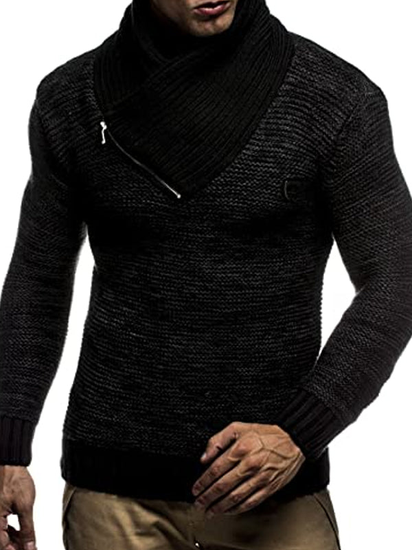 Mens Fashion Mixed Color Slim High Neck Sweater