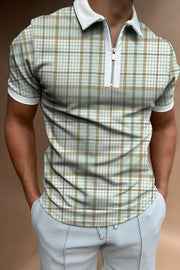 Plaid texture houndstooth polo shirt