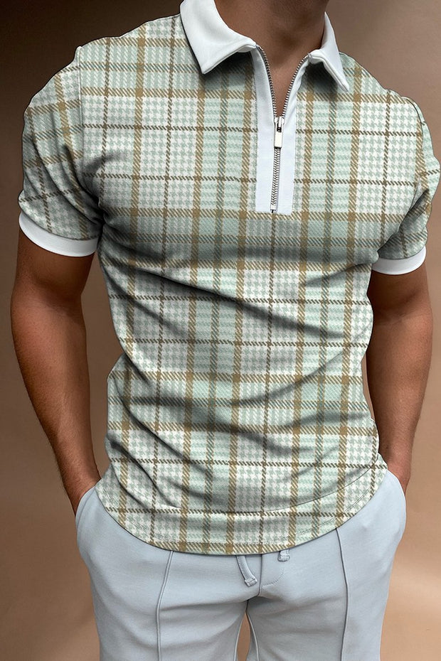 Plaid texture houndstooth polo shirt