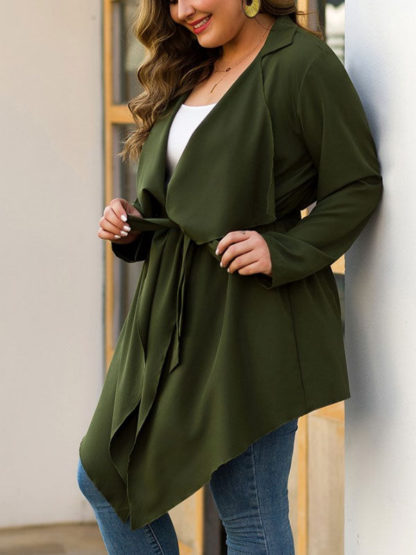 MyLadyplus Plus Size Bandage Trench Coats Women Autumn