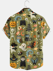 Hawaiian Lapel Print Casual Short-Sleeved Shirt