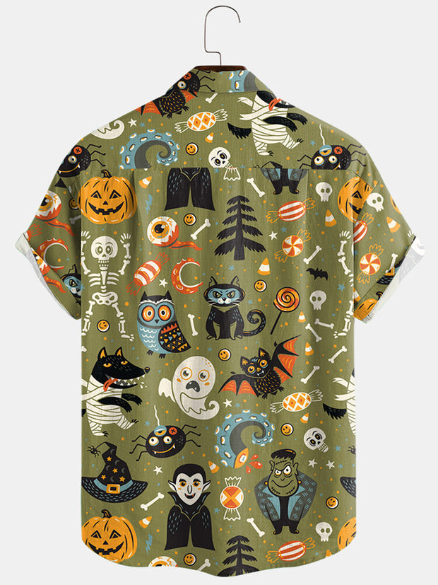 Hawaiian Lapel Print Casual Short-Sleeved Shirt