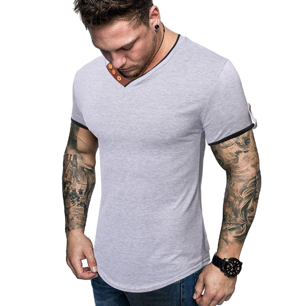 Mens V-Neck Slim Short Sleeve T-Shirt