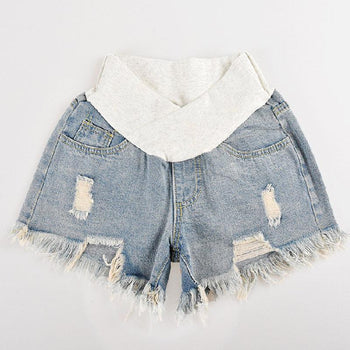 Maternity Wear New Loose Raw Denim Belly Shorts