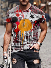 Mens Stylish Round-necked Short-sleeved Printed T-shirt
