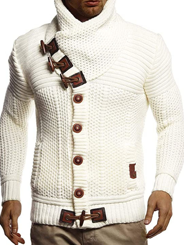 Men's Fashion Casual Button Turtleneck Sweater Coat
