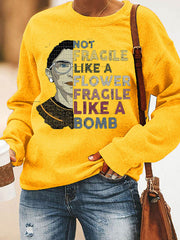 Women Portrait Print Crew Neck Sweatshirt