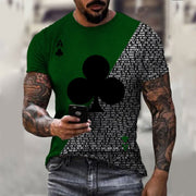Fashion men’s color matching plum blossom A T-shirt