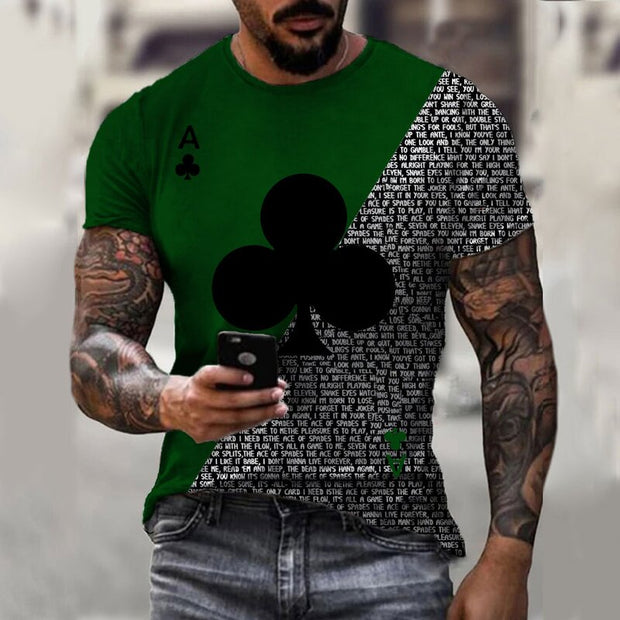 Fashion men’s color matching plum blossom A T-shirt