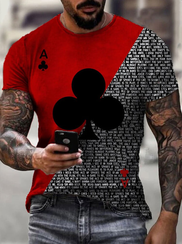 Fashion men’s color matching plum blossom A T-shirt